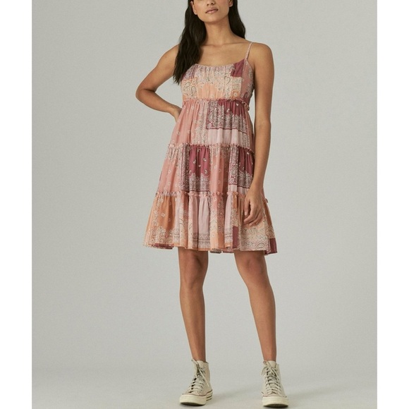 Lucky Brand Dresses & Skirts - Lucky Brand Boho Paisley Patchwork Sundress Sz S Pink Peach